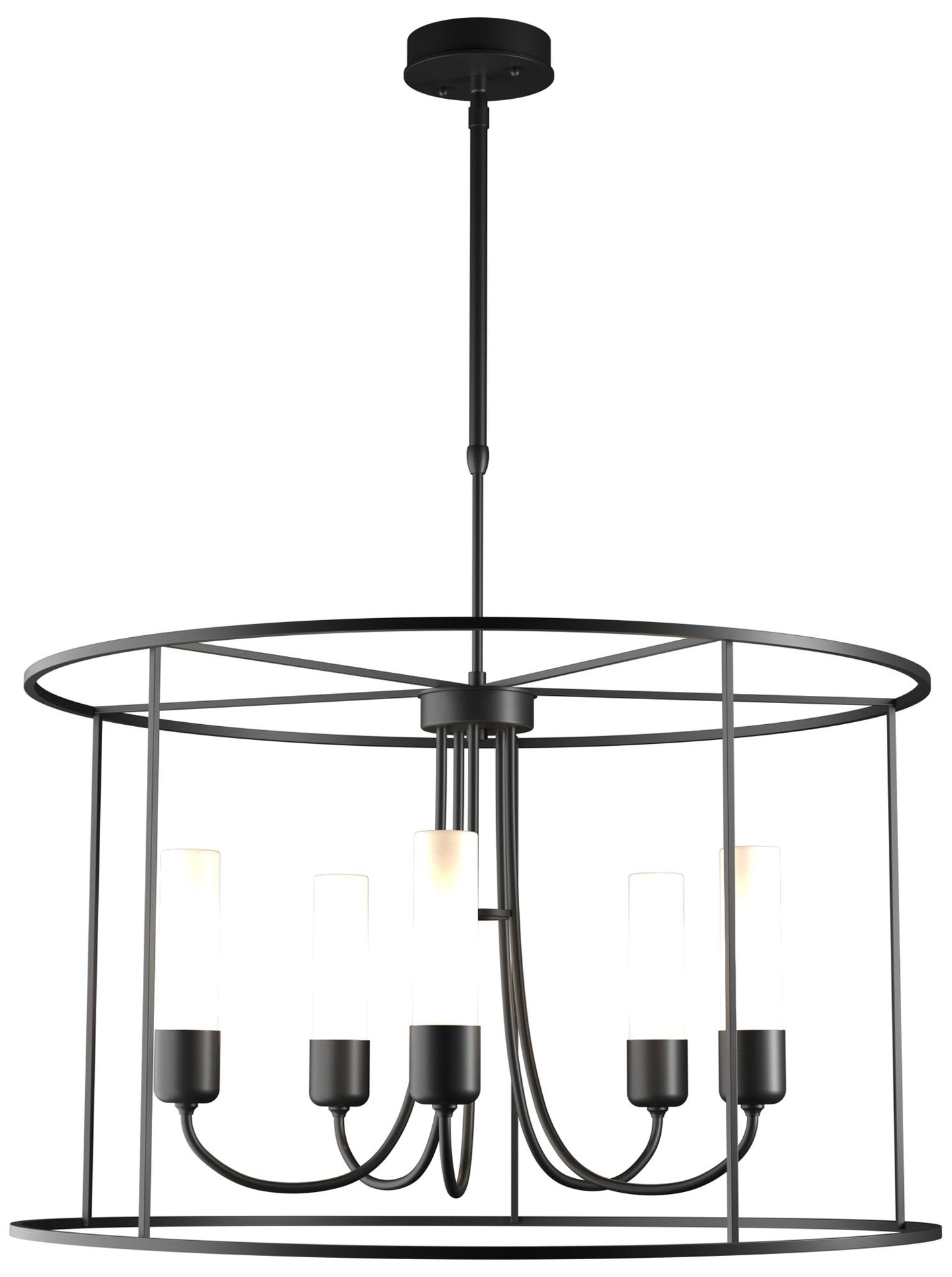 Portico Drum Outdoor Pendant - Black Finish - Opal Glass - Standard