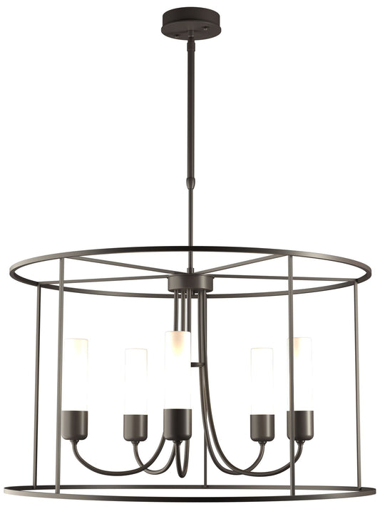 Portico Drum Outdoor Pendant - Dark Smoke Finish - Opal Glass - Standard