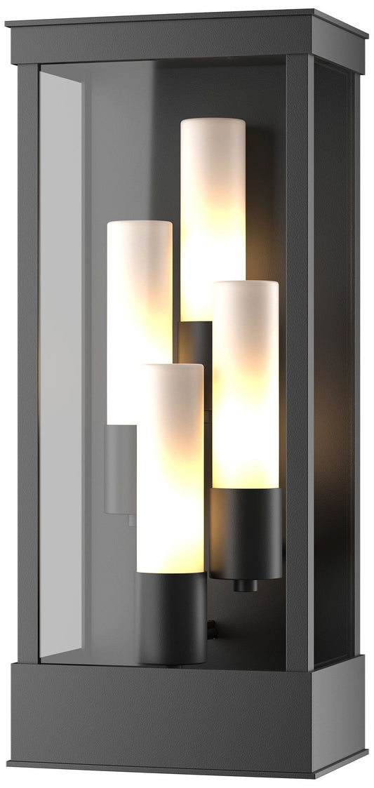 Portico Large Outdoor Sconce - Black Finish - Opal Glass