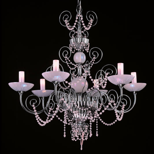 Pretty Pink Murano Glass Chandelier