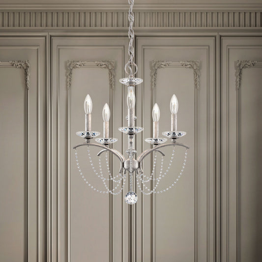 Priscilla 22"H x 18"W 5-Light Crystal Chandelier in Antique Silve