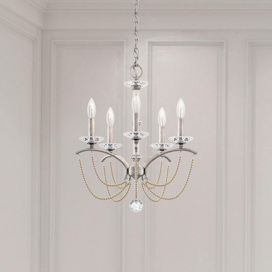 Priscilla 22"H x 18"W 5-Light Crystal Chandelier in Antique Silve