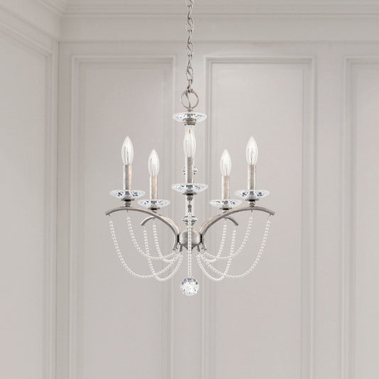 Priscilla 22"H x 18"W 5-Light Crystal Chandelier in Antique Silve