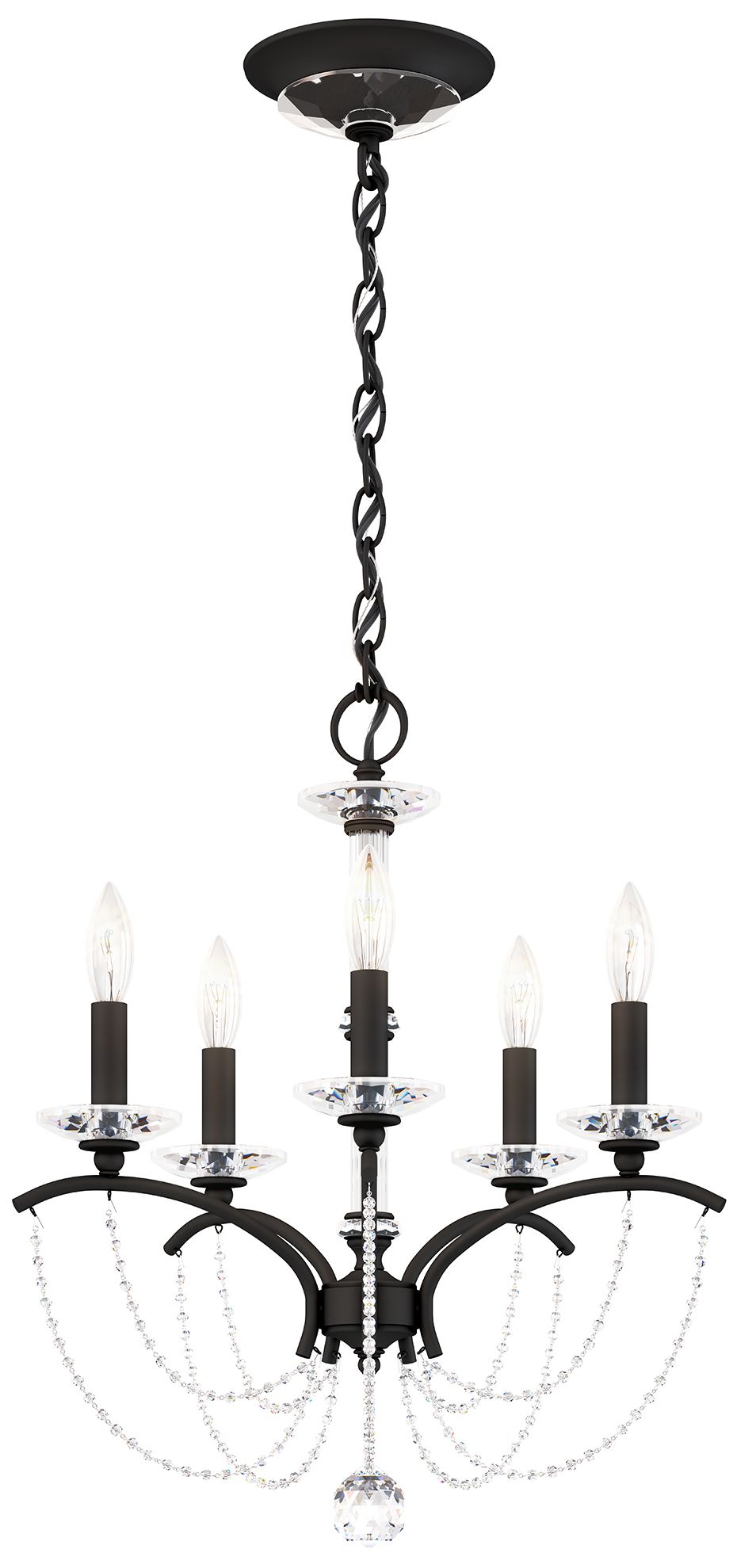 Priscilla 22"H x 18"W 5-Light Crystal Chandelier in Black