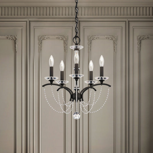 Priscilla 22"H x 18"W 5-Light Crystal Chandelier in Black