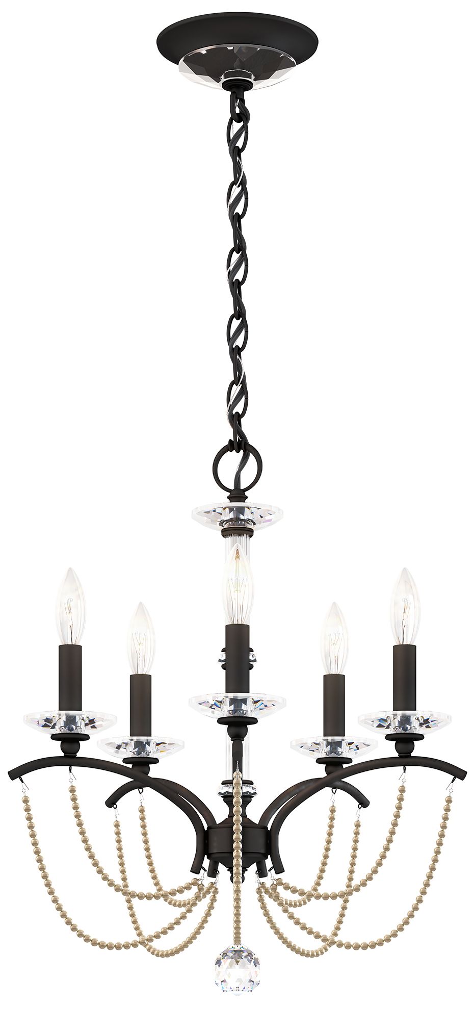 Priscilla 22"H x 18"W 5-Light Crystal Chandelier in Black