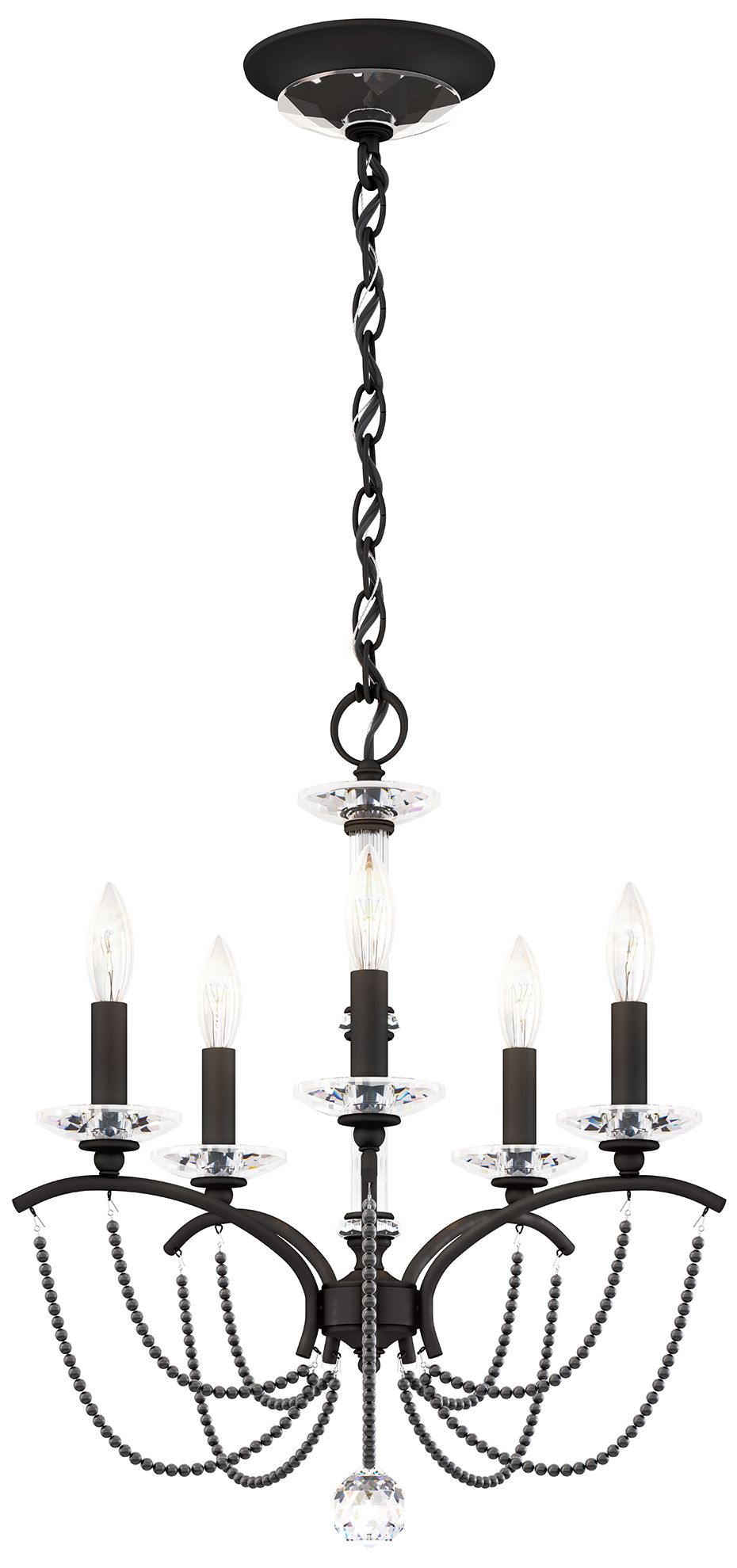 Priscilla 22"H x 18"W 5-Light Crystal Chandelier in Black