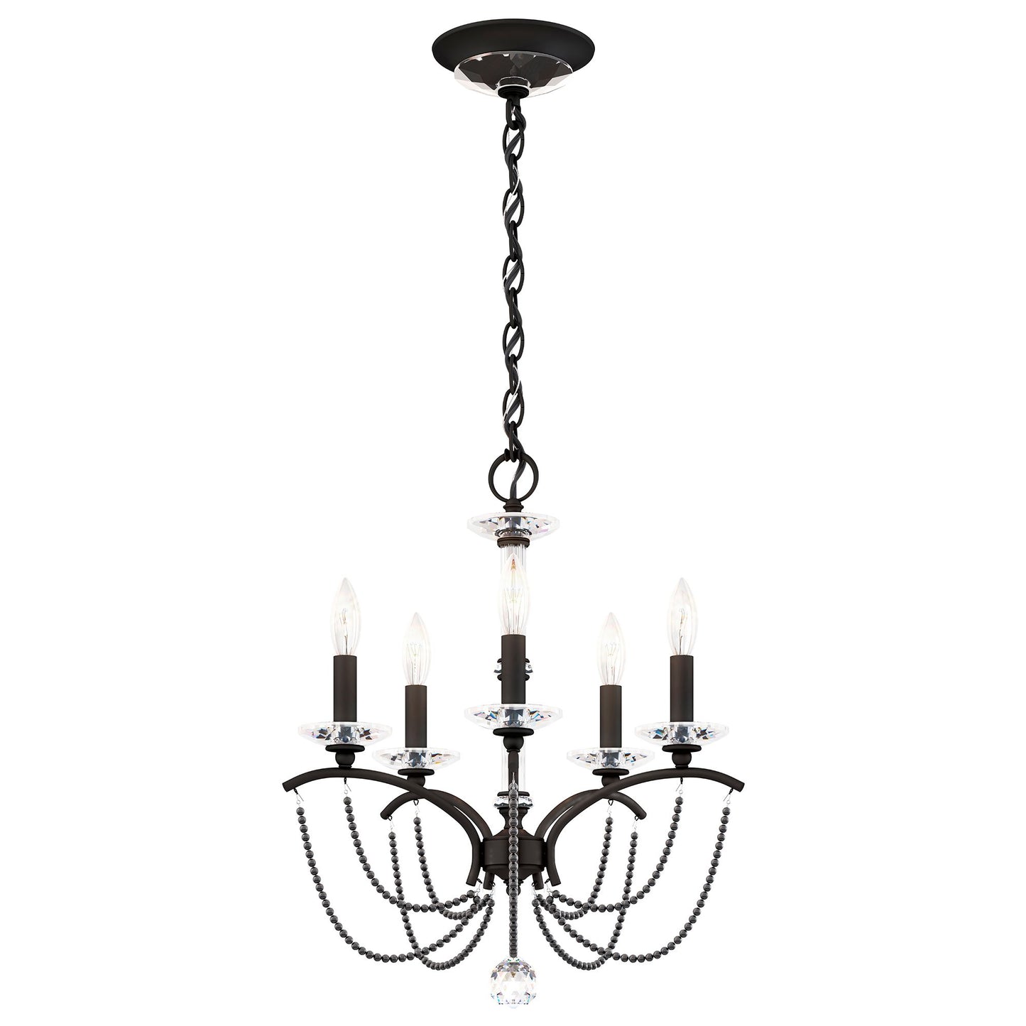 Priscilla 22"H x 18"W 5-Light Crystal Chandelier in Black