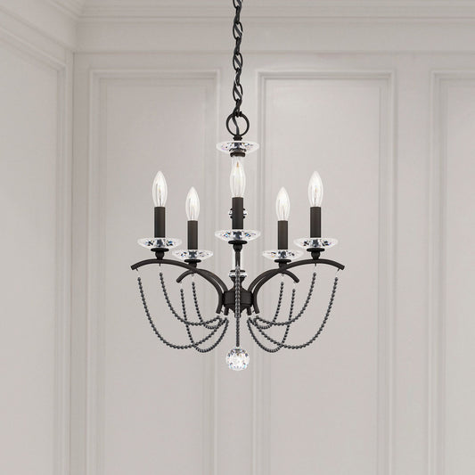 Priscilla 22"H x 18"W 5-Light Crystal Chandelier in Black