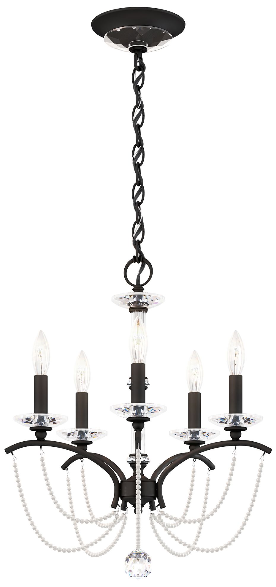 Priscilla 22"H x 18"W 5-Light Crystal Chandelier in Black