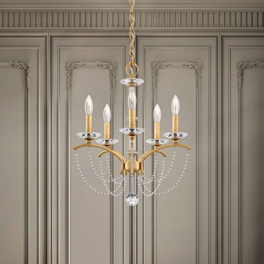 Priscilla 22"H x 18"W 5-Light Crystal Chandelier in Heirloom Gold