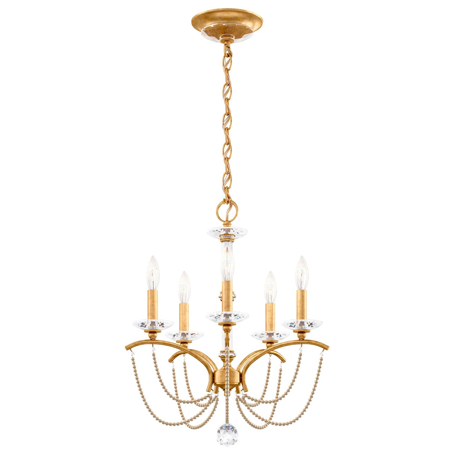 Priscilla 22"H x 18"W 5-Light Crystal Chandelier in Heirloom Gold
