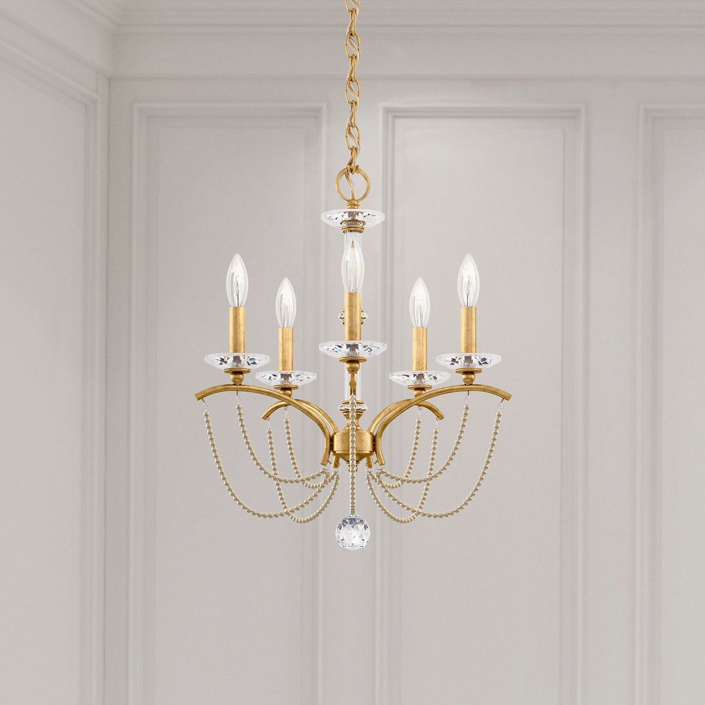 Priscilla 22"H x 18"W 5-Light Crystal Chandelier in Heirloom Gold