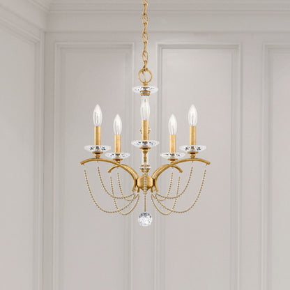 Priscilla 22"H x 18"W 5-Light Crystal Chandelier in Heirloom Gold