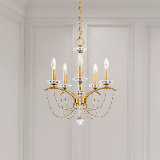 Priscilla 22"H x 18"W 5-Light Crystal Chandelier in Heirloom Gold