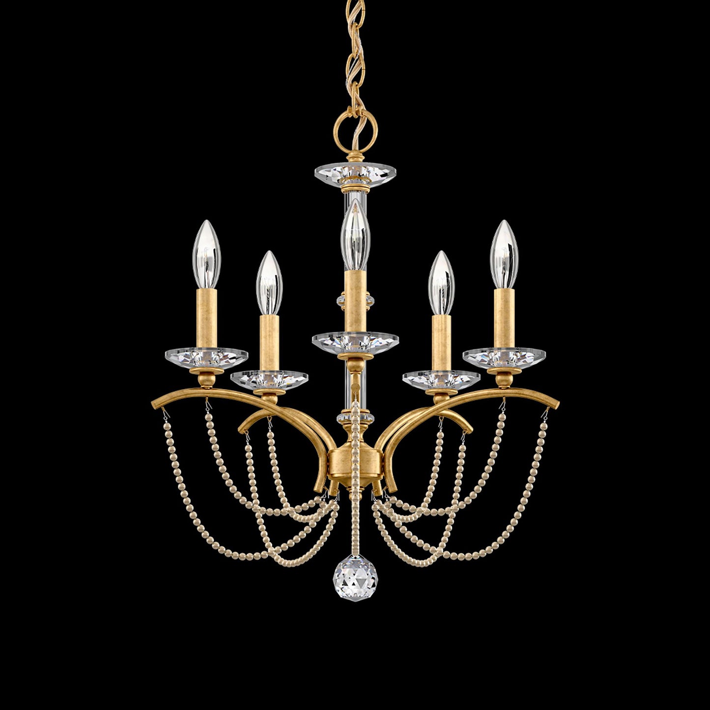 Priscilla 22"H x 18"W 5-Light Crystal Chandelier in Heirloom Gold