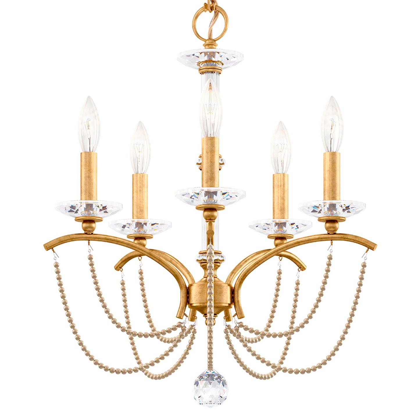 Priscilla 22"H x 18"W 5-Light Crystal Chandelier in Heirloom Gold