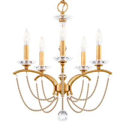 Priscilla 22"H x 18"W 5-Light Crystal Chandelier in Heirloom Gold