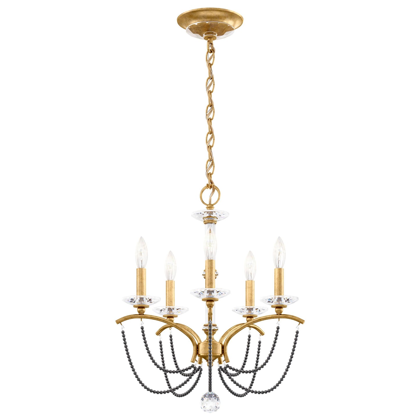 Priscilla 22"H x 18"W 5-Light Crystal Chandelier in Heirloom Gold
