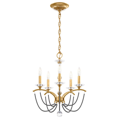 Priscilla 22"H x 18"W 5-Light Crystal Chandelier in Heirloom Gold