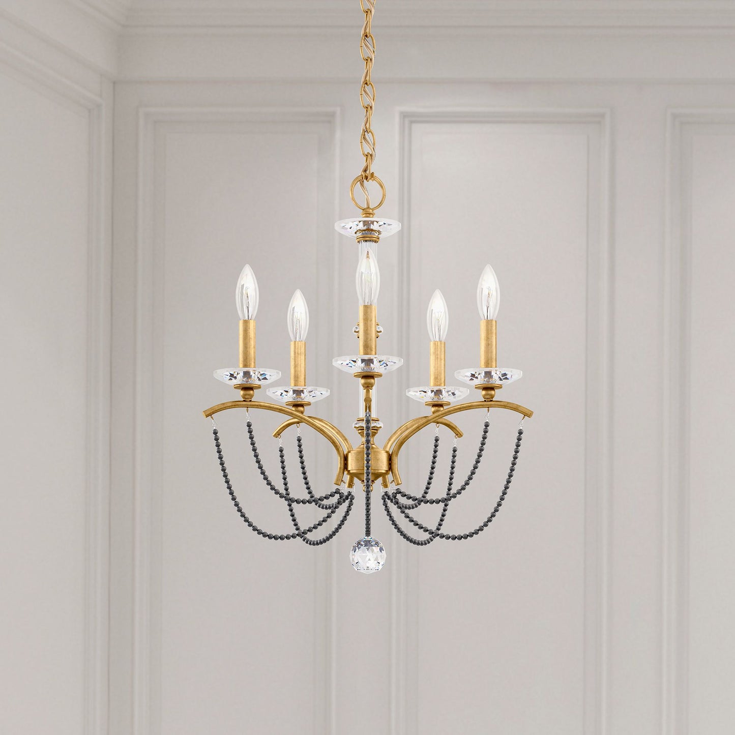 Priscilla 22"H x 18"W 5-Light Crystal Chandelier in Heirloom Gold