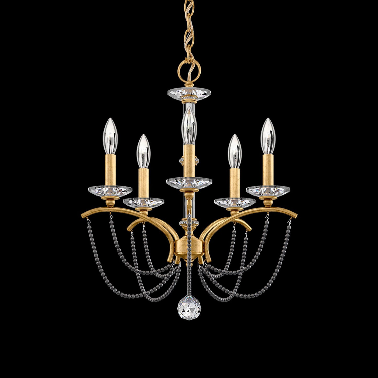Priscilla 22"H x 18"W 5-Light Crystal Chandelier in Heirloom Gold