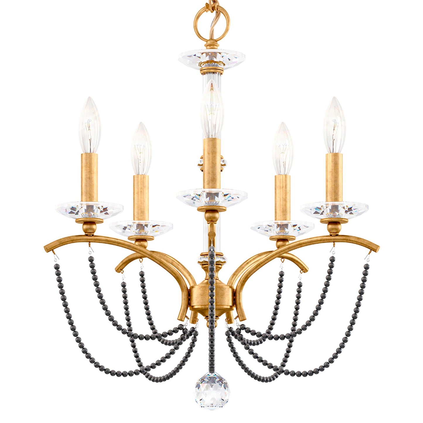 Priscilla 22"H x 18"W 5-Light Crystal Chandelier in Heirloom Gold