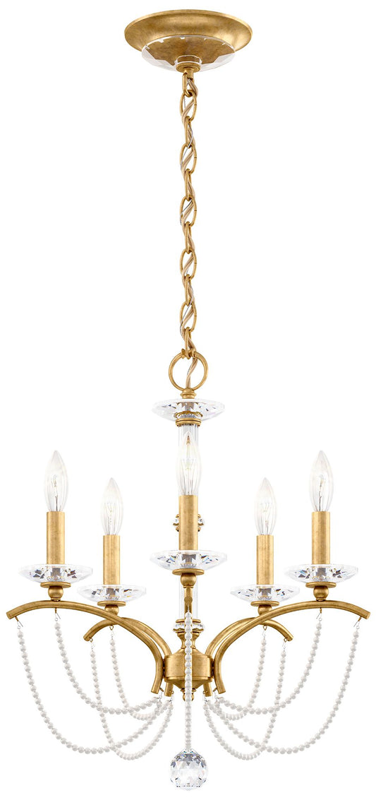 Priscilla 22"H x 18"W 5-Light Crystal Chandelier in Heirloom Gold