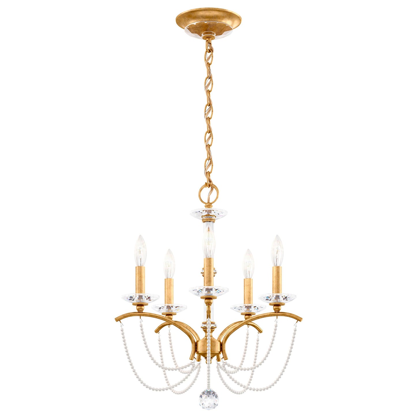 Priscilla 22"H x 18"W 5-Light Crystal Chandelier in Heirloom Gold