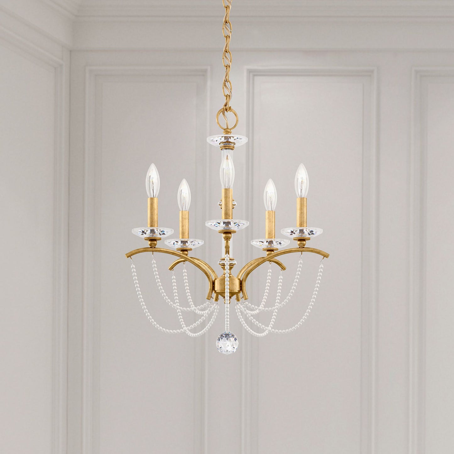 Priscilla 22"H x 18"W 5-Light Crystal Chandelier in Heirloom Gold