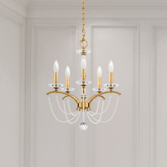 Priscilla 22"H x 18"W 5-Light Crystal Chandelier in Heirloom Gold