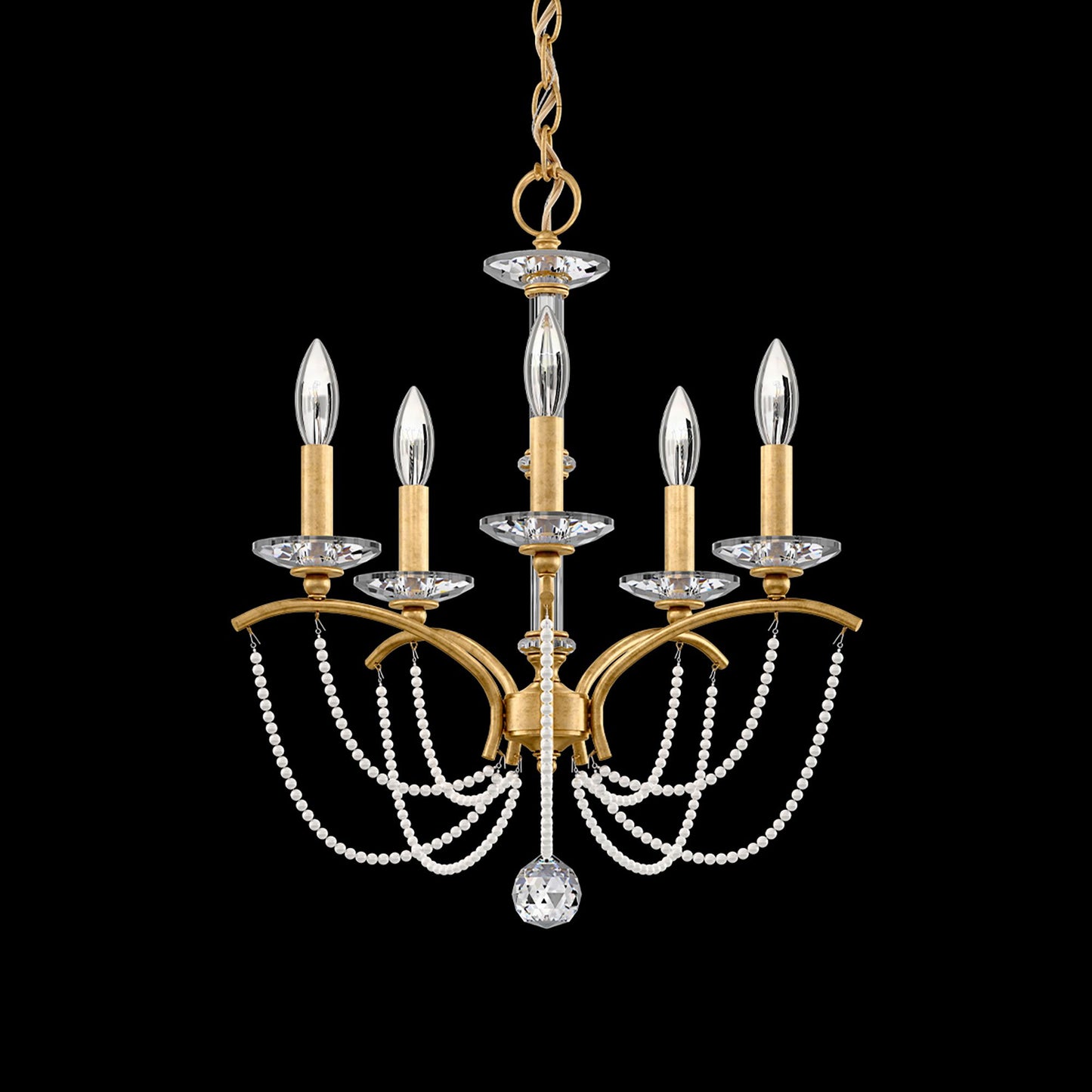 Priscilla 22"H x 18"W 5-Light Crystal Chandelier in Heirloom Gold