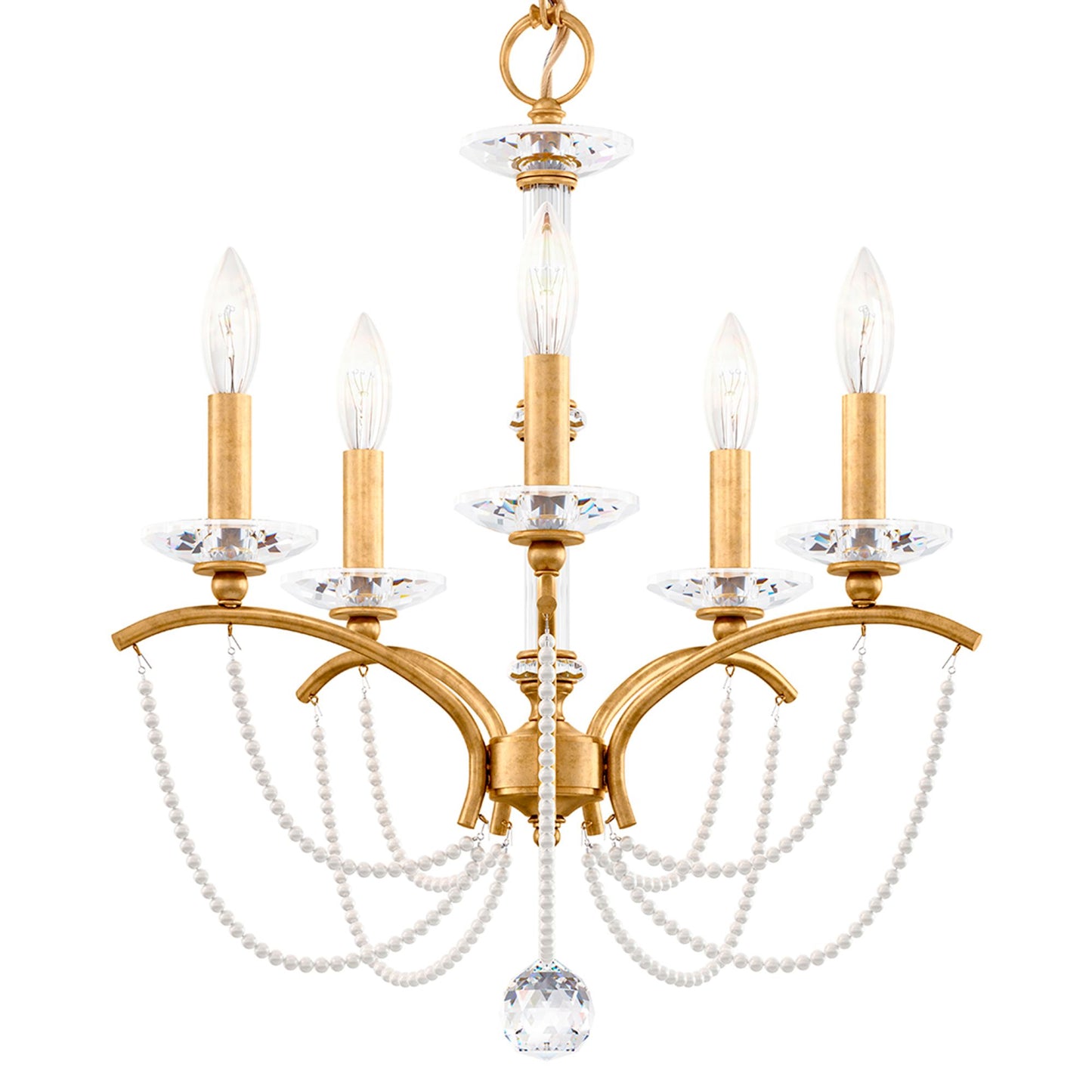 Priscilla 22"H x 18"W 5-Light Crystal Chandelier in Heirloom Gold