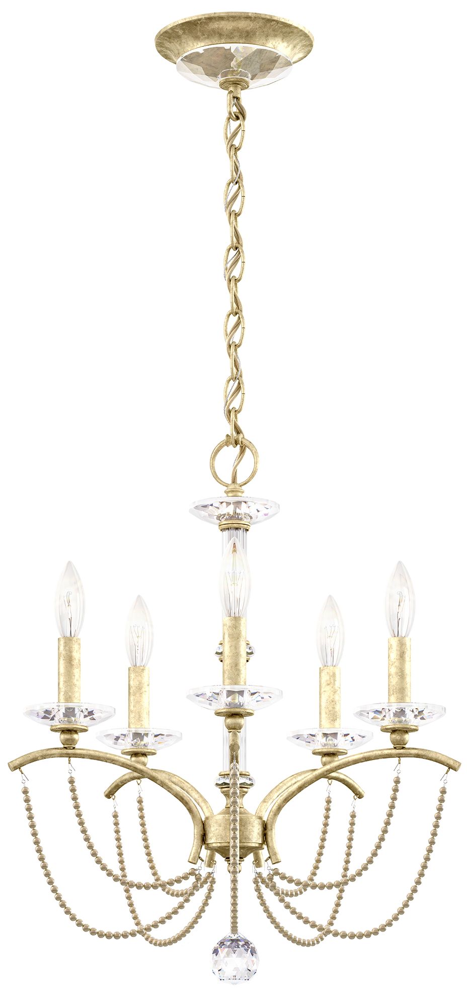 Priscilla 22"H x 18"W 5-Light Crystal Chandelier in Heirloom Silv