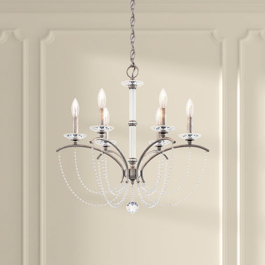 Priscilla 23.5"H x 23.5"W 6-Light Crystal Chandelier in Antique S