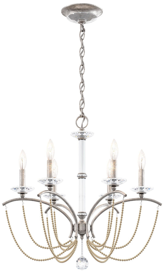 Priscilla 23.5"H x 23.5"W 6-Light Crystal Chandelier in Antique S