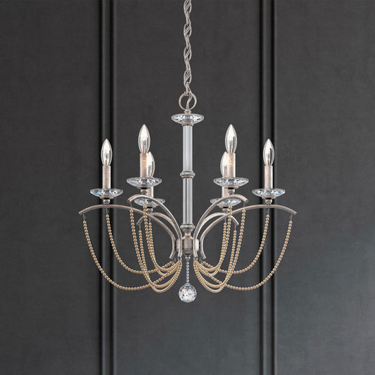 Priscilla 23.5"H x 23.5"W 6-Light Crystal Chandelier in Antique S