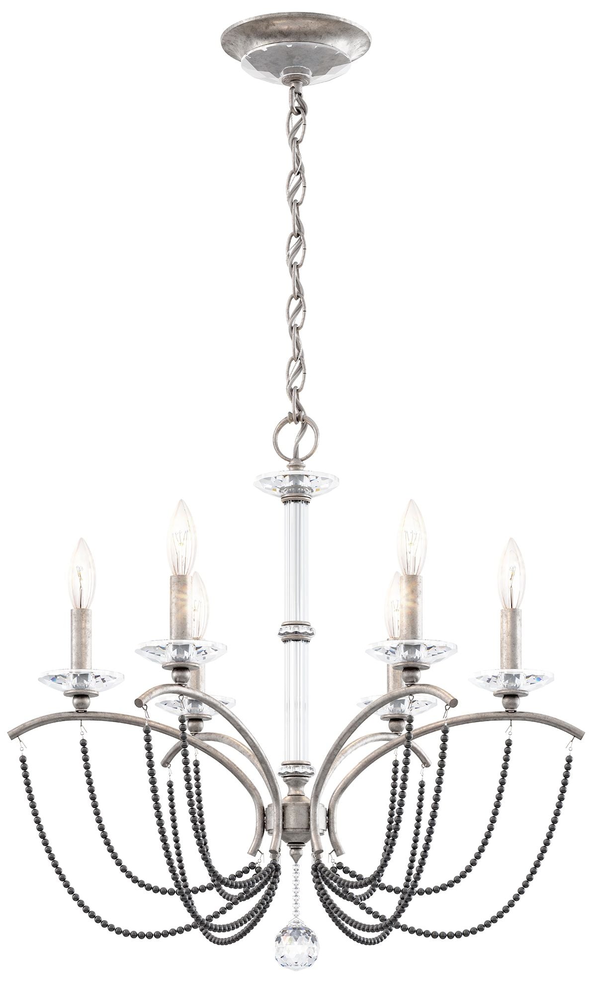 Priscilla 23.5"H x 23.5"W 6-Light Crystal Chandelier in Antique S