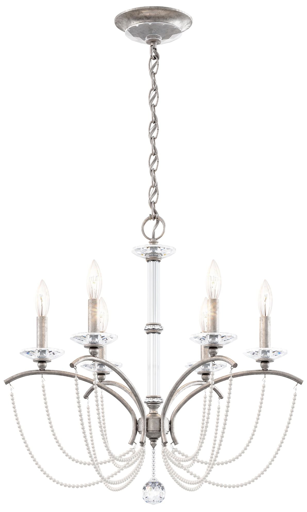 Priscilla 23.5"H x 23.5"W 6-Light Crystal Chandelier in Antique S