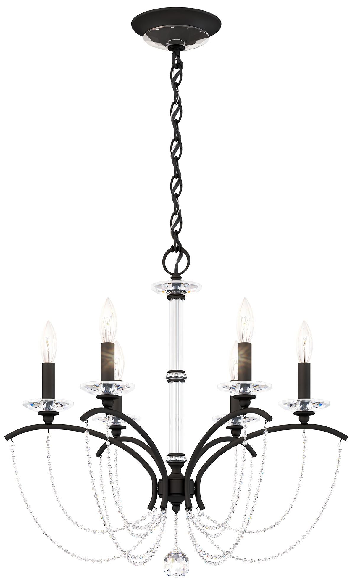 Priscilla 23.5"H x 23.5"W 6-Light Crystal Chandelier in Black