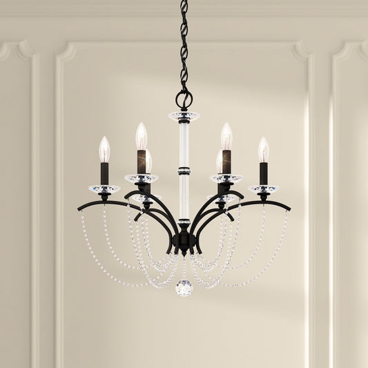 Priscilla 23.5"H x 23.5"W 6-Light Crystal Chandelier in Black