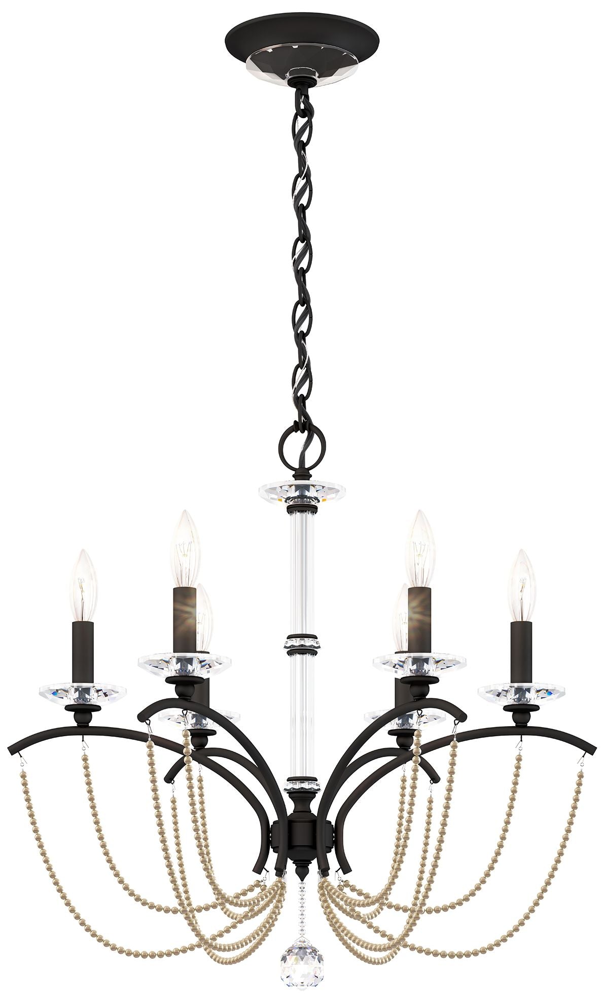 Priscilla 23.5"H x 23.5"W 6-Light Crystal Chandelier in Black