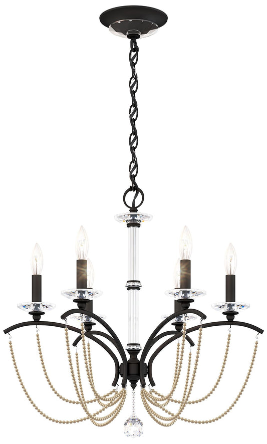 Priscilla 23.5"H x 23.5"W 6-Light Crystal Chandelier in Black