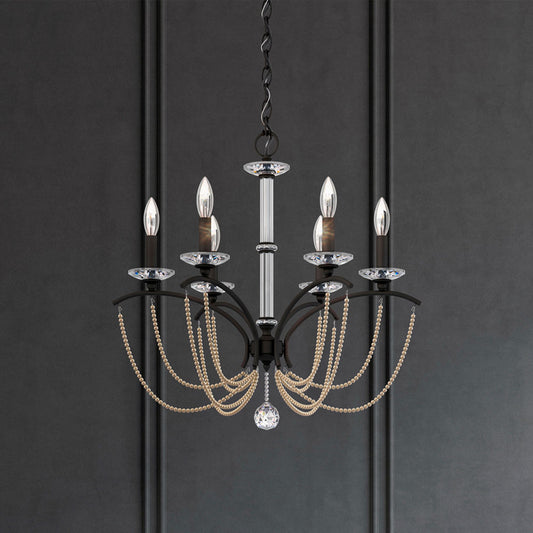Priscilla 23.5"H x 23.5"W 6-Light Crystal Chandelier in Black