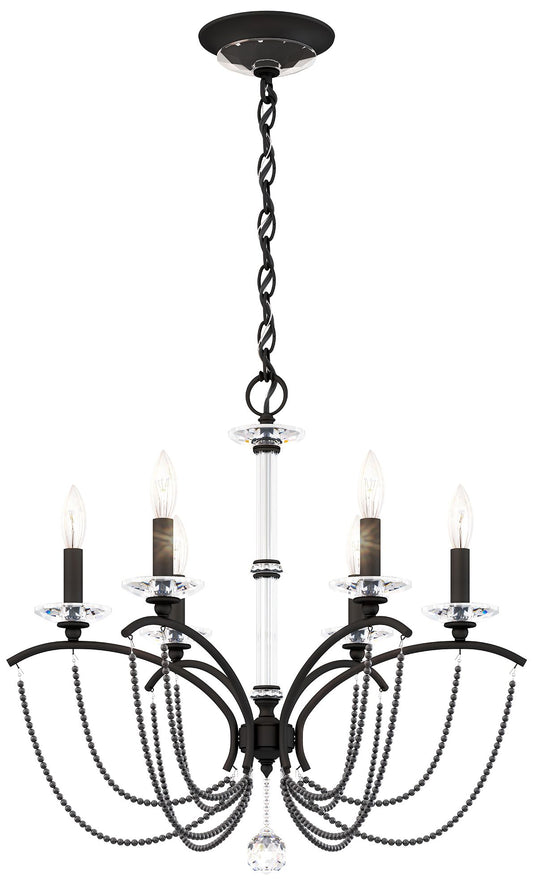 Priscilla 23.5"H x 23.5"W 6-Light Crystal Chandelier in Black