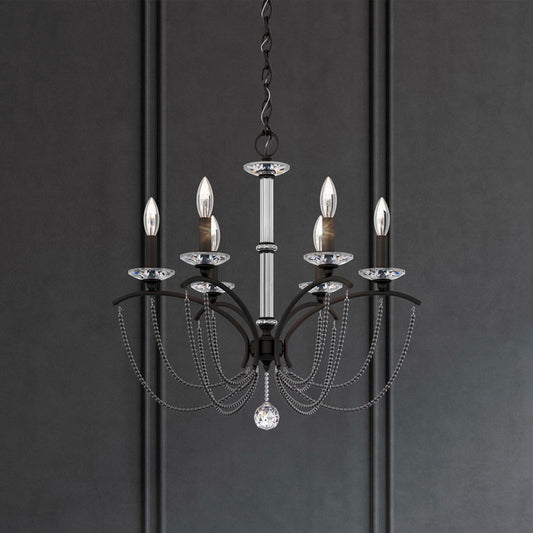 Priscilla 23.5"H x 23.5"W 6-Light Crystal Chandelier in Black