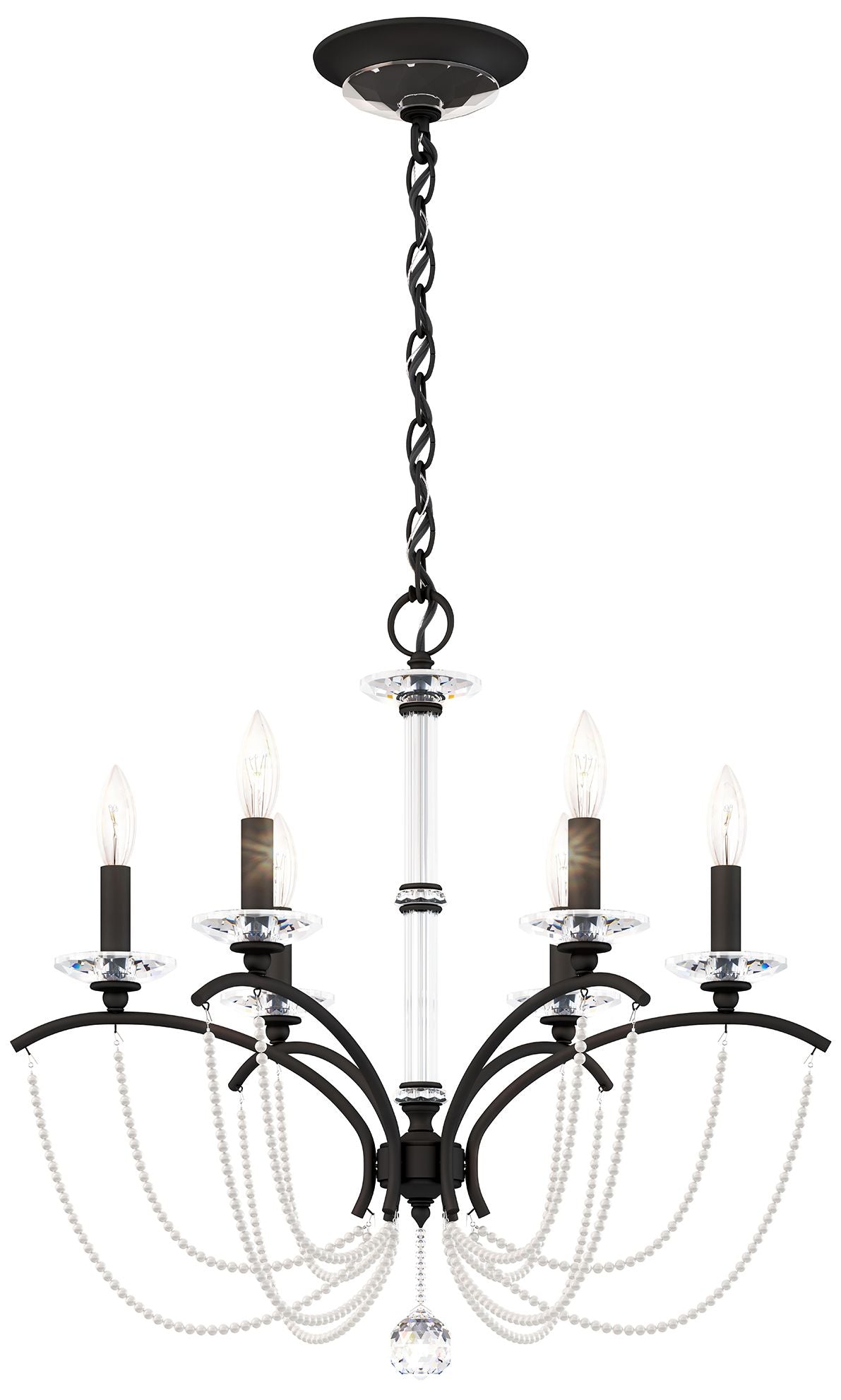 Priscilla 23.5"H x 23.5"W 6-Light Crystal Chandelier in Black