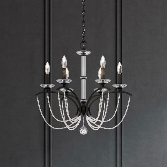 Priscilla 23.5"H x 23.5"W 6-Light Crystal Chandelier in Black