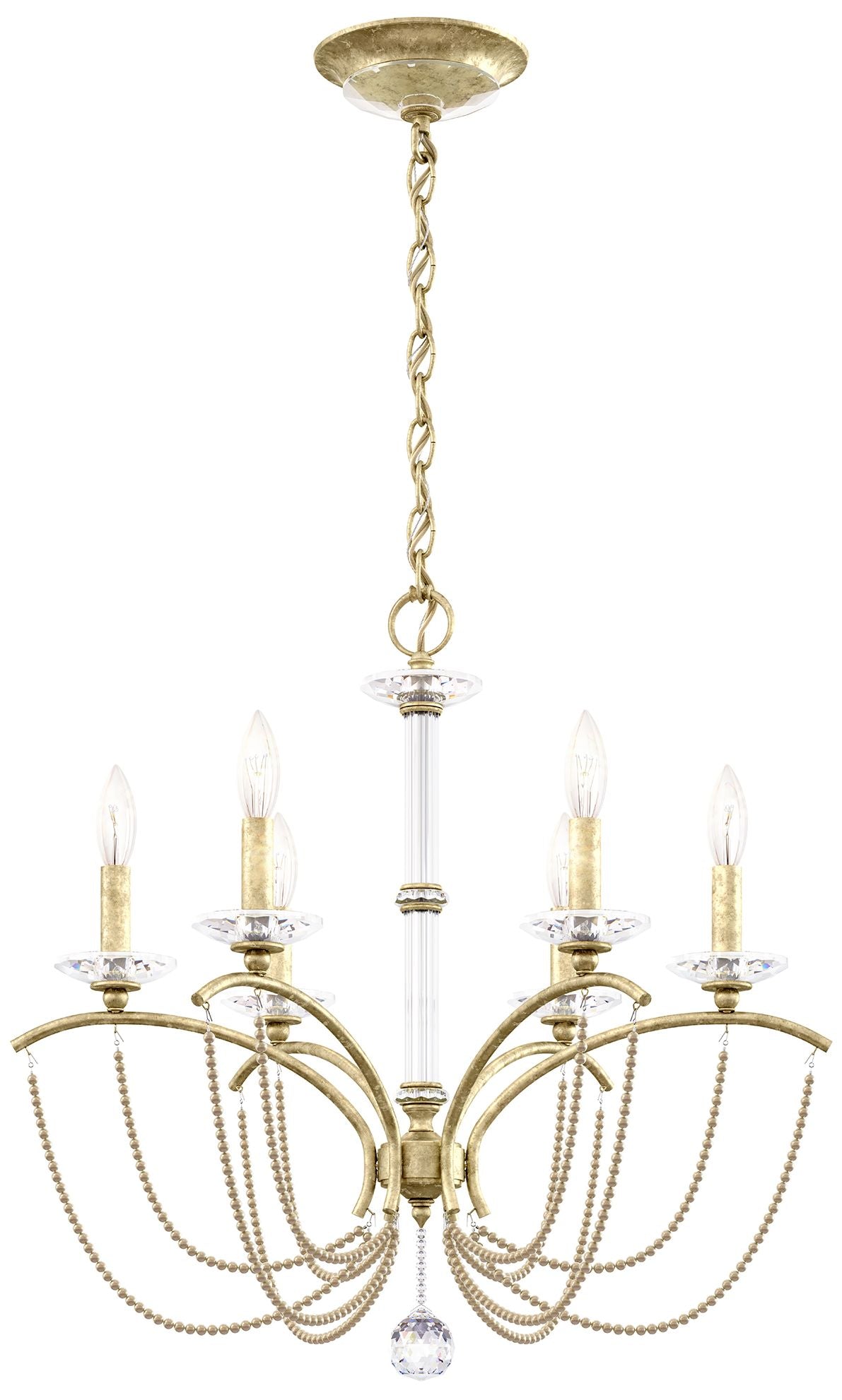 Priscilla 23.5"H x 23.5"W 6-Light Crystal Chandelier in Heirloom