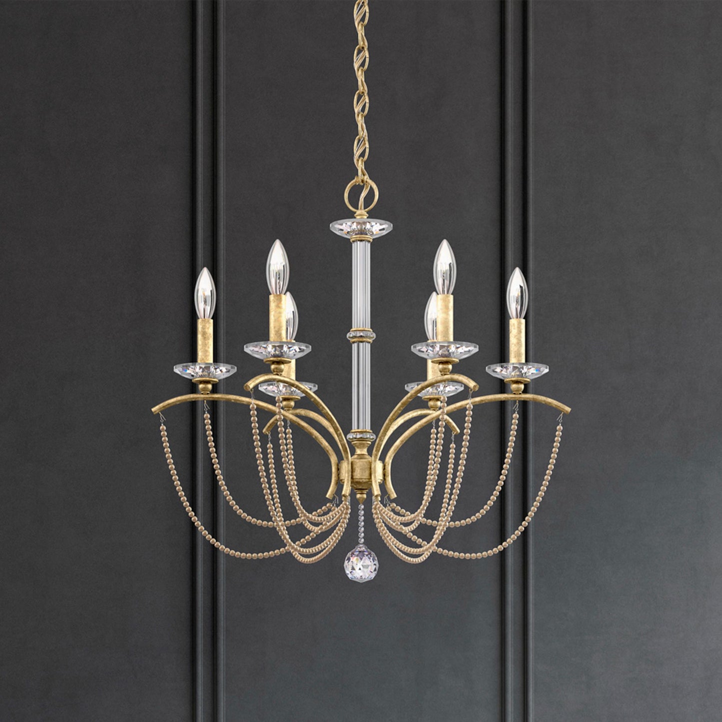 Priscilla 23.5"H x 23.5"W 6-Light Crystal Chandelier in Heirloom